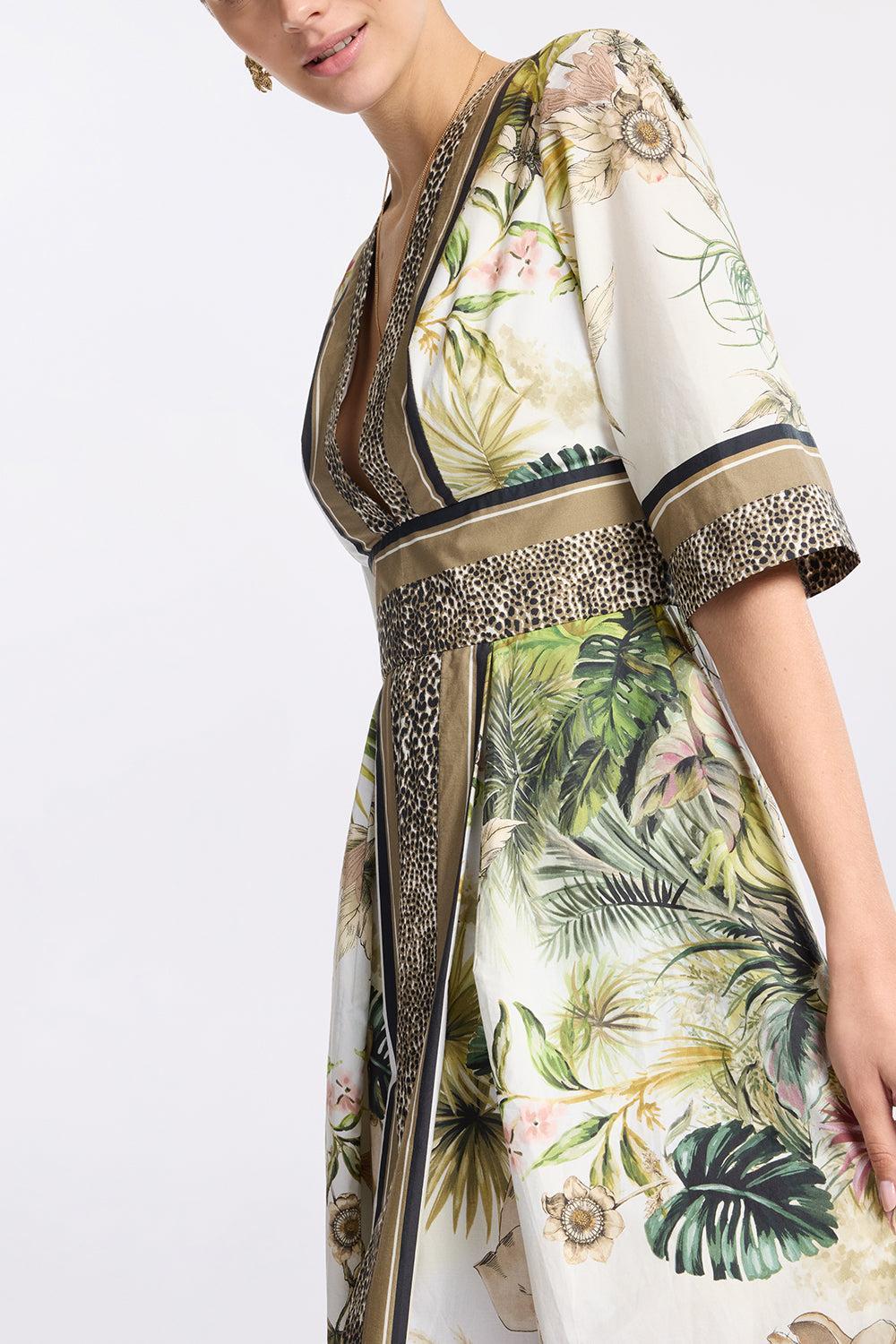 Printed Cotton Midi Dress - Image 3