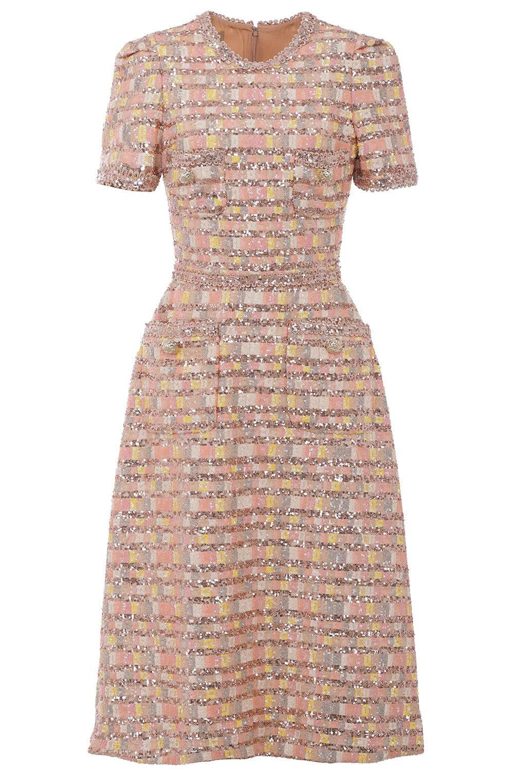Sequin Short Sleeve Midi Dress