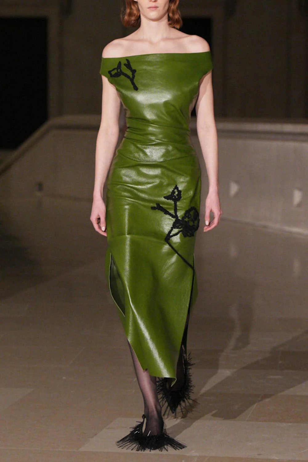 Embroidered Pencil Midi Dress - Image 2