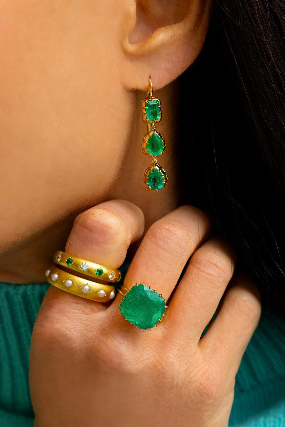 Emerald Diamond Thin Gypsy Band - Image 2