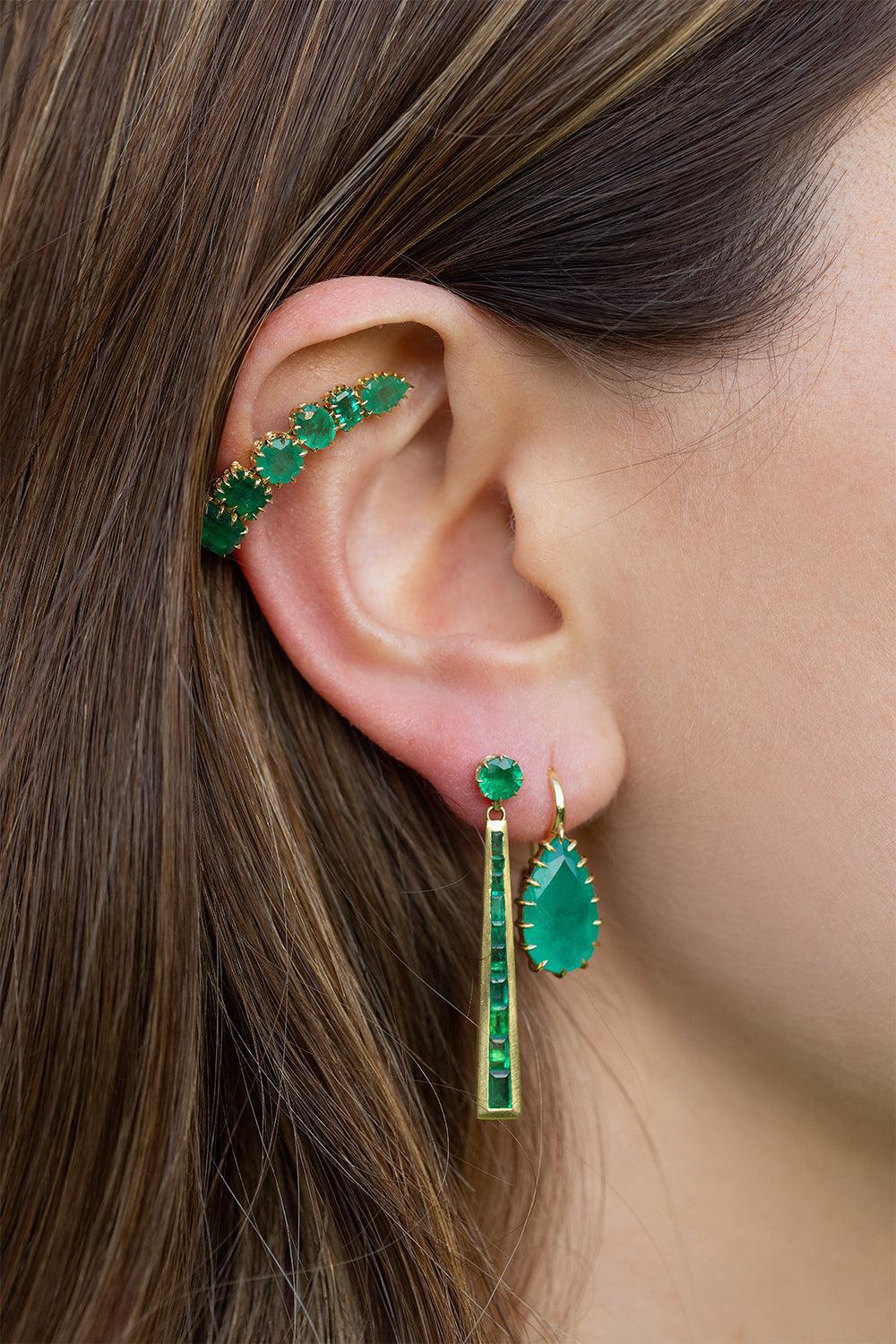 Emerald Eiffel Tower Earrings - Image 2