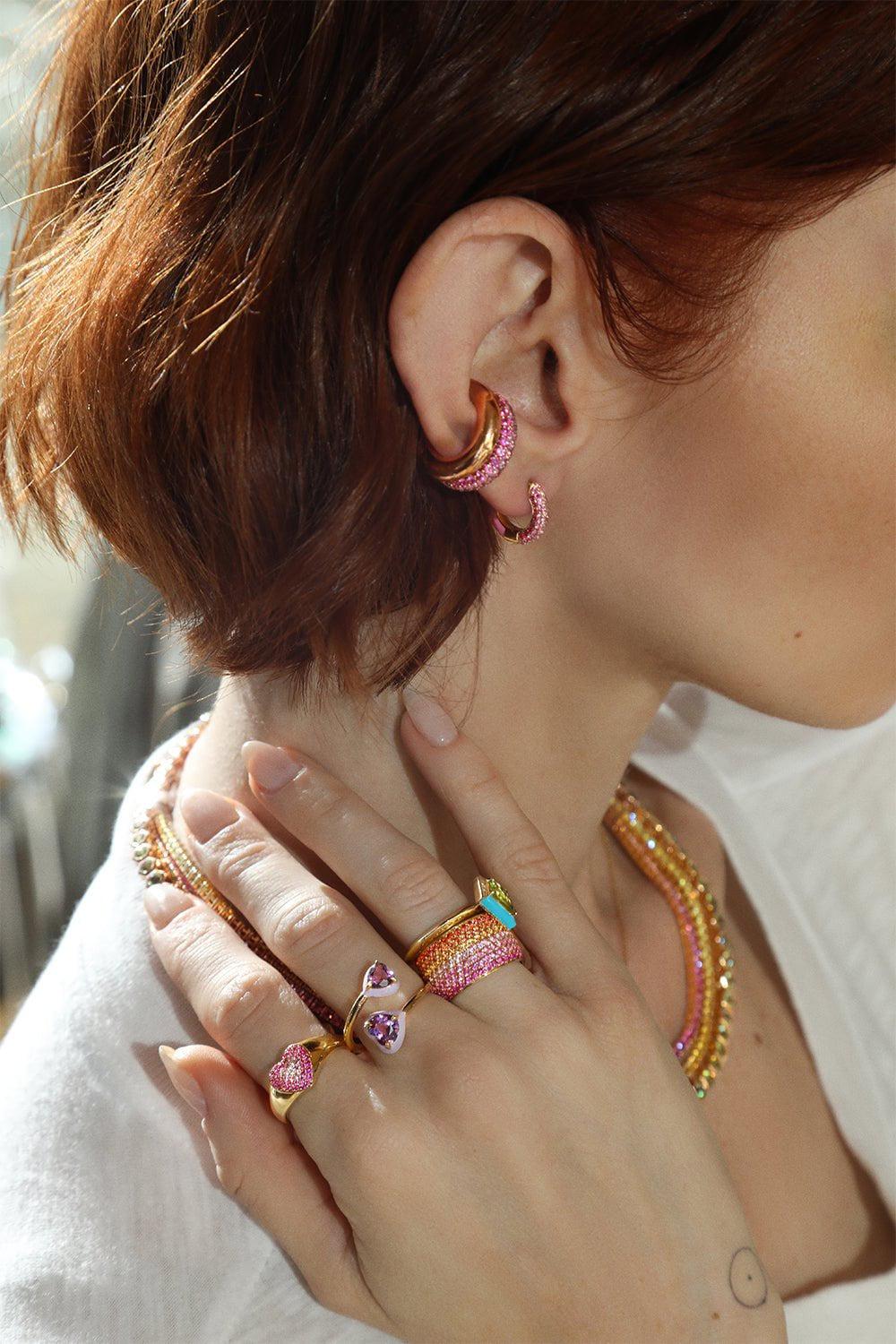 Baby Duo Ruby Hoop Earrings - Image 2