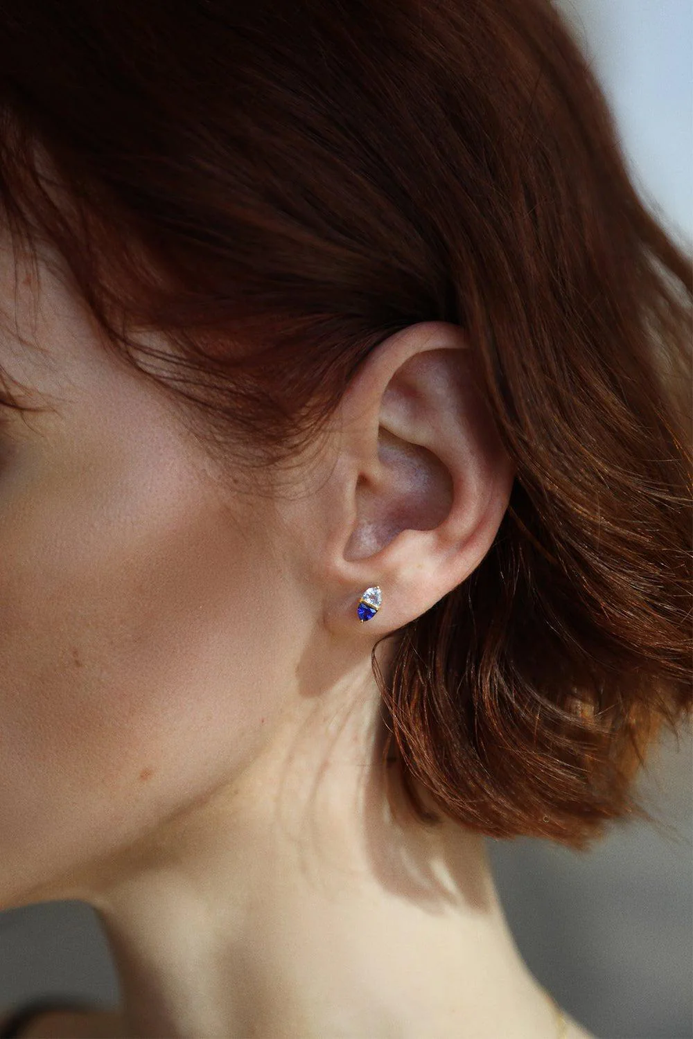 Blue Sapphire Stud Earrings - Image 2