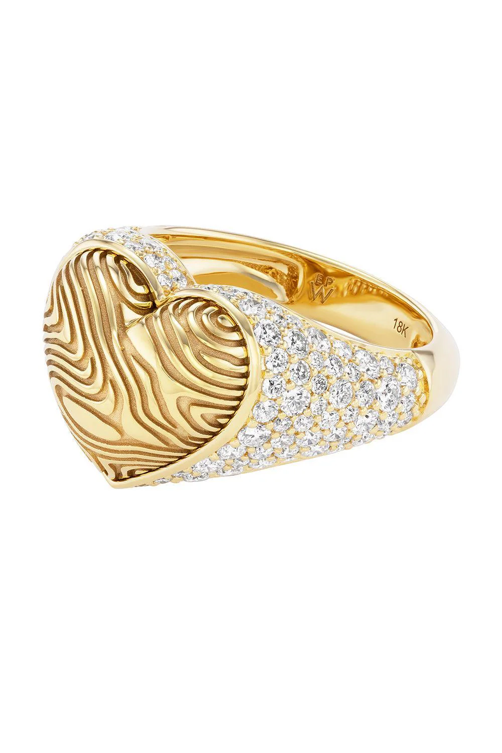 Diamond Heart Ripple Ring - Image 3