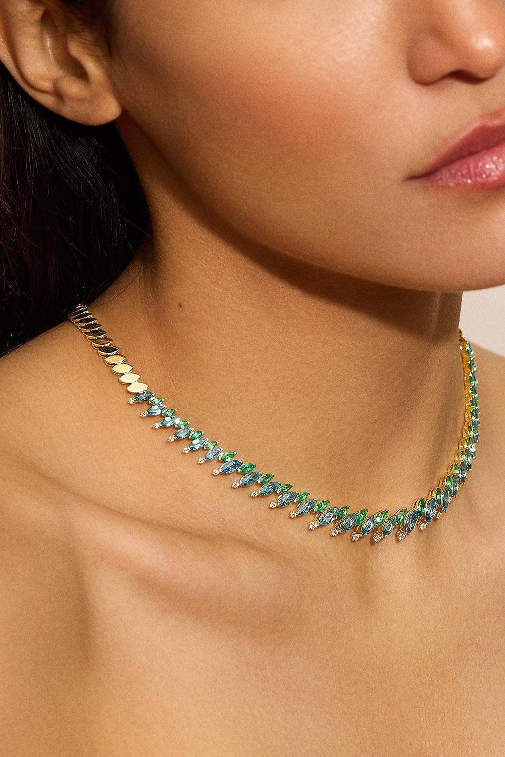Emerald Topaz Pollack Tennis Necklace - Image 2