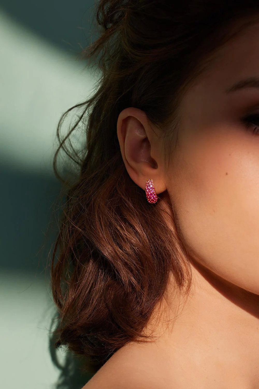 Pink Sapphire Holly Hug Earrings - Image 2
