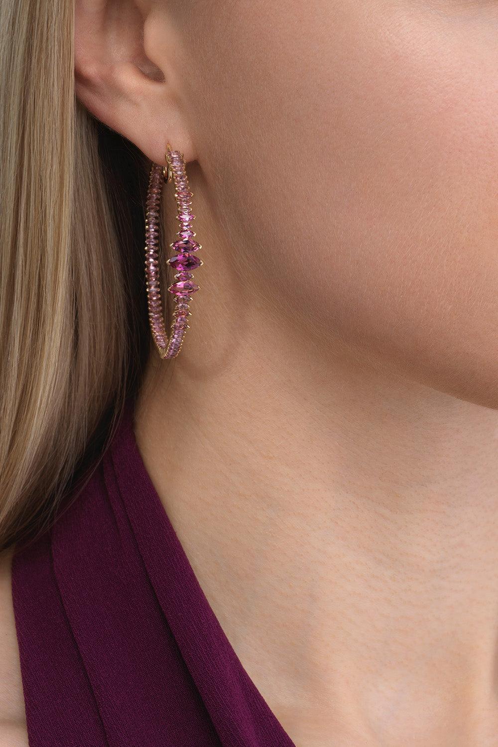 Pink Tourmaline Arashi Hoop Earrings - Image 3