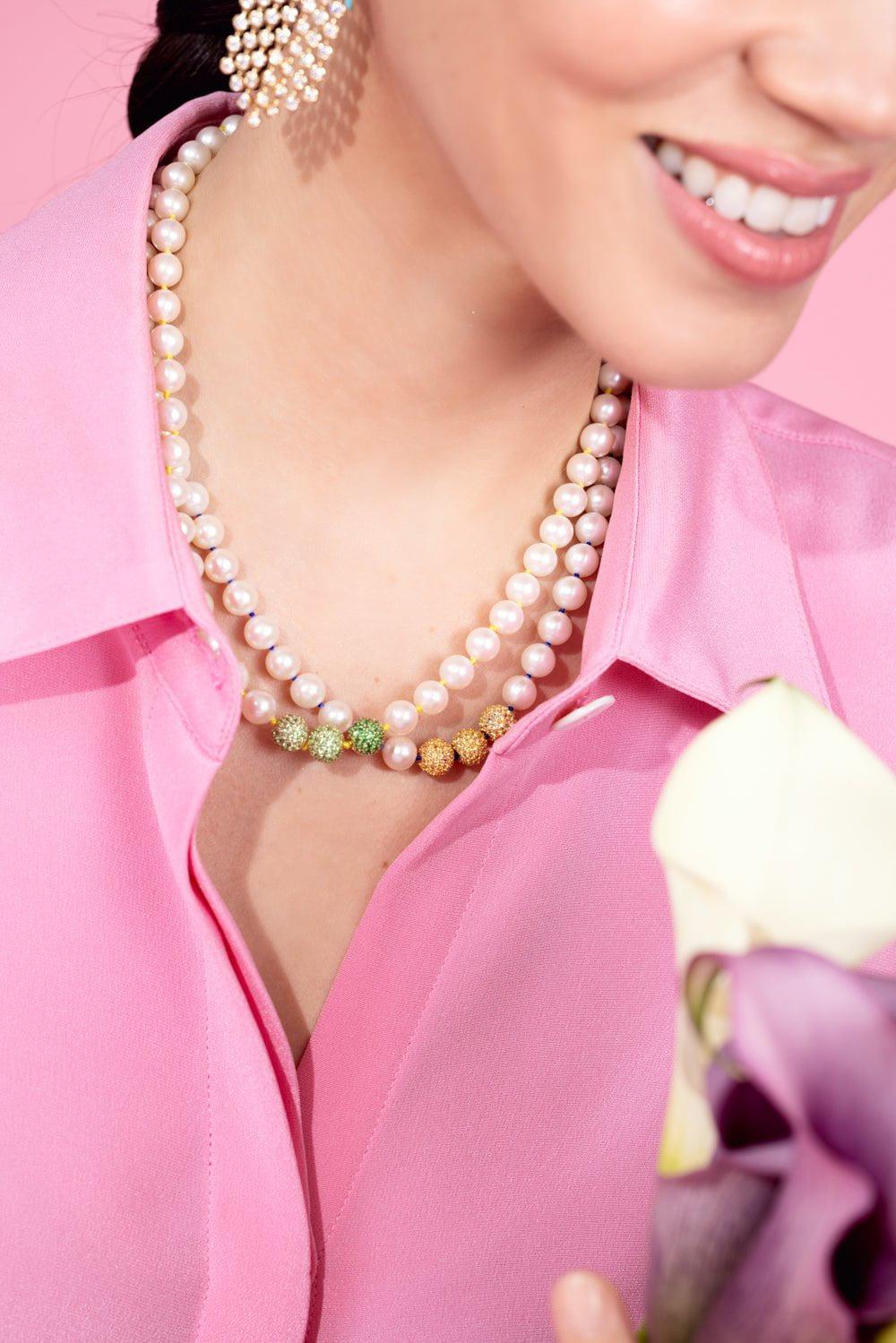 Yellow Sapphire Pearl Layering Necklace - Image 3