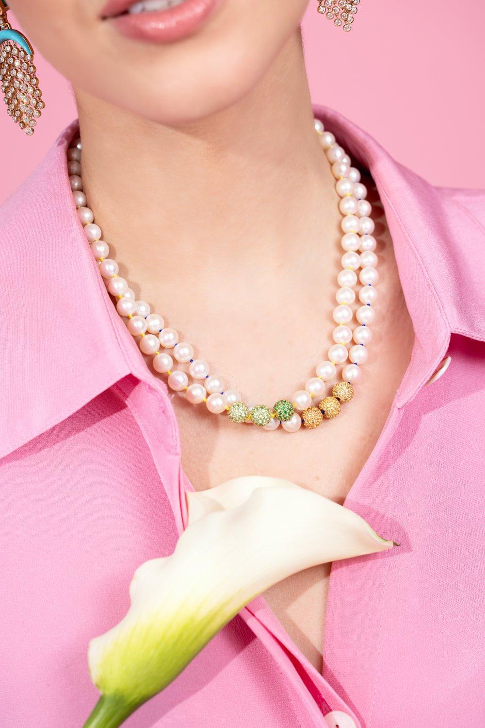 Yellow Sapphire Pearl Layering Necklace - Image 4