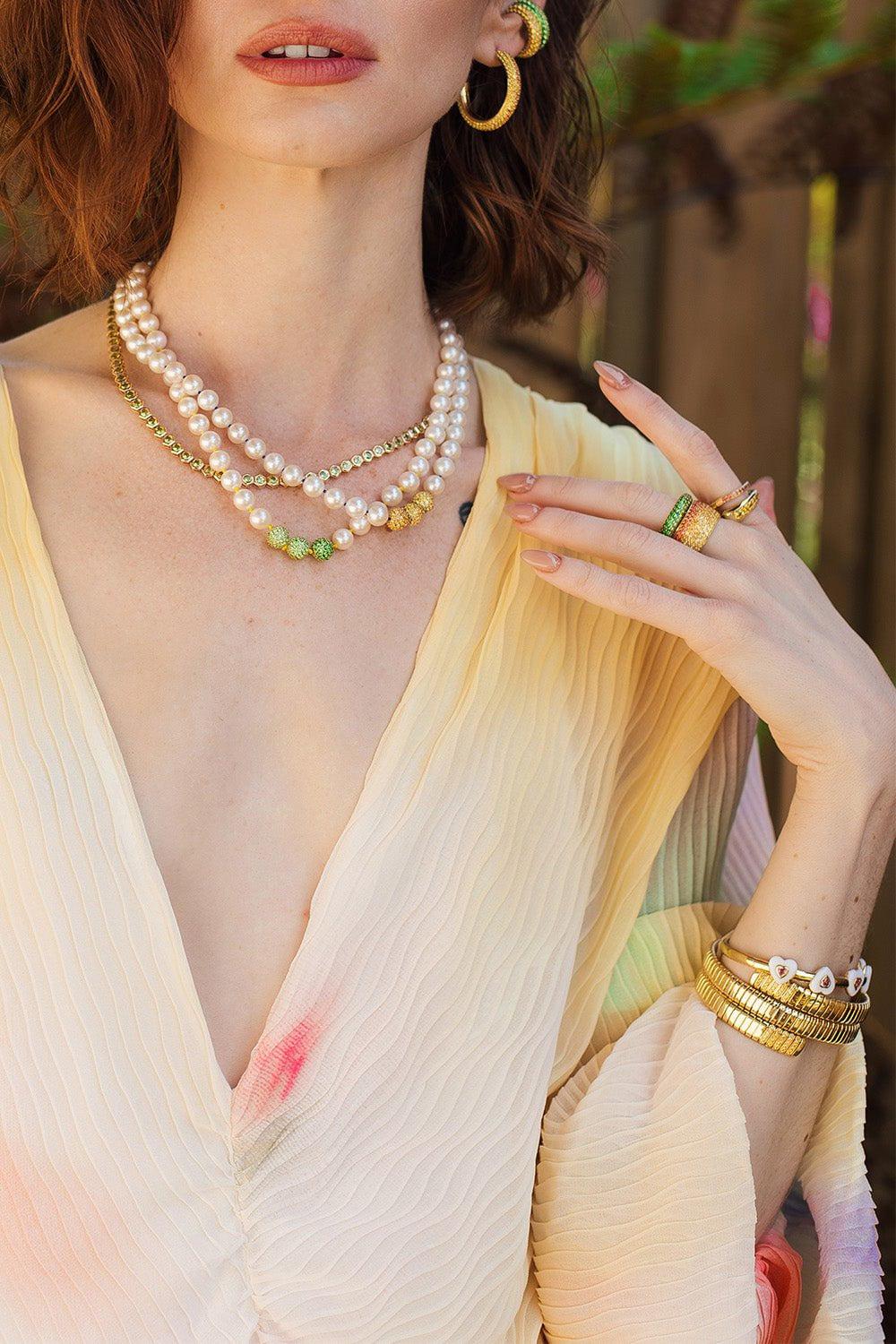 Yellow Sapphire Pearl Layering Necklace - Image 5