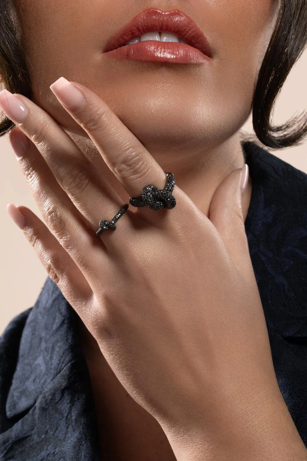 Black Diamond Pave Mini Legacy Knot Ring - Image 3