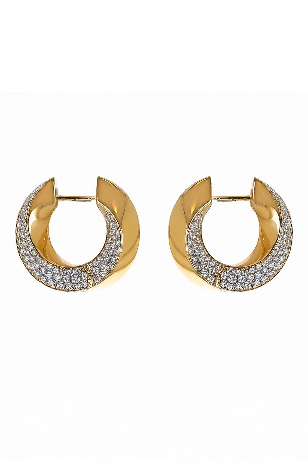 Diamond Pave Big Aurea Spira Creoles Earrings