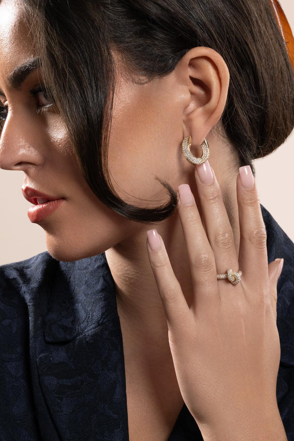 Diamond Pave Big Aurea Spira Creoles Earrings - Image 4