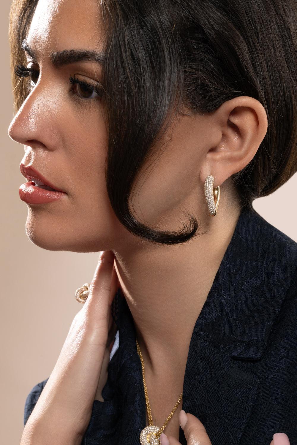 Diamond Pave Big Drop Link Earrings - Image 2