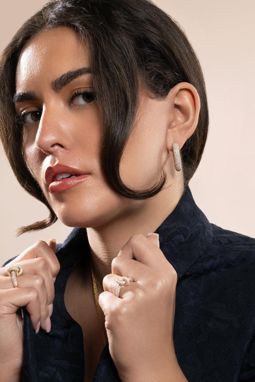 Diamond Pave Big Drop Link Earrings - Image 3