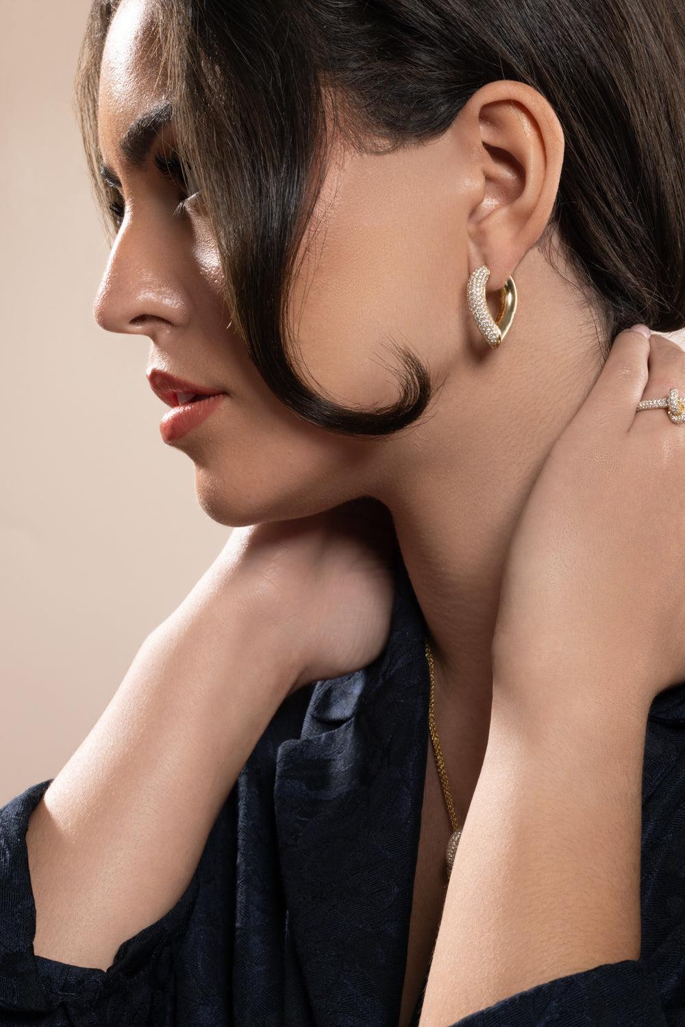 Diamond Pave Big Drop Link Earrings - Image 4