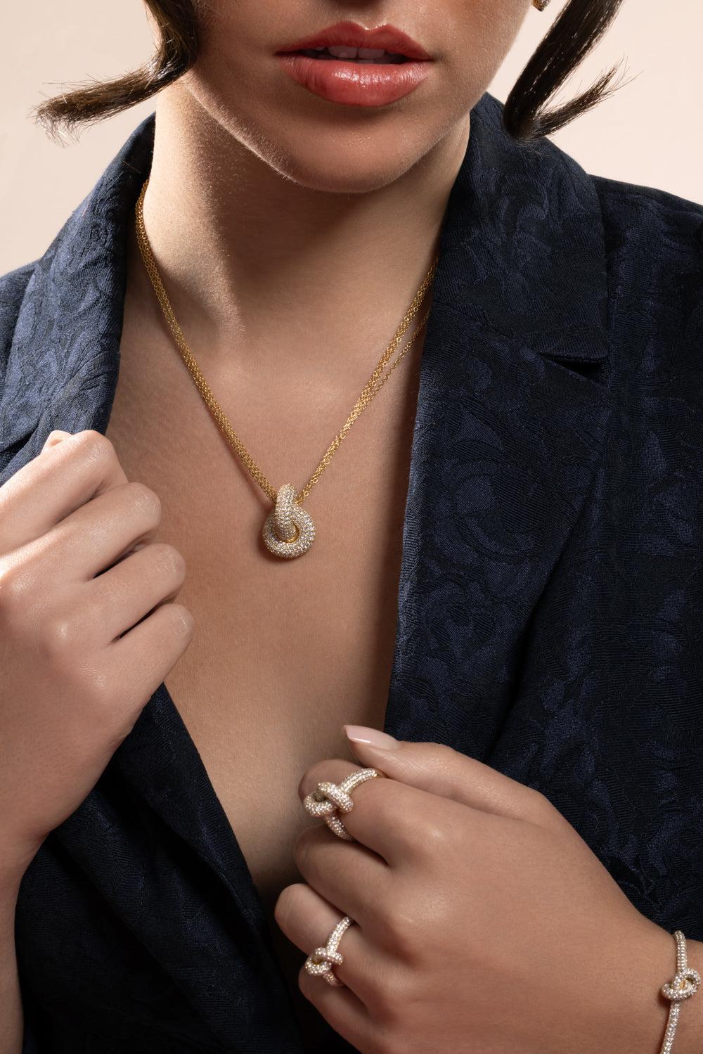 Diamond Pave Big Legacy Knot Pendant Necklace - Image 2