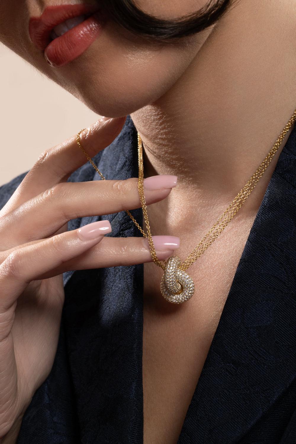Diamond Pave Big Legacy Knot Pendant Necklace - Image 3