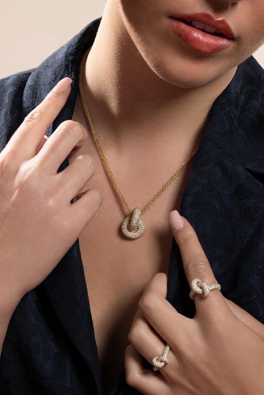 Diamond Pave Big Legacy Knot Pendant Necklace - Image 4