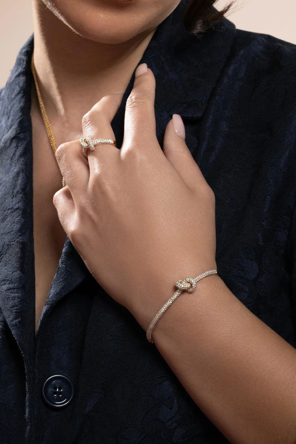 Diamond Pave Small Legacy Knot Bangle Bracelet - Image 3