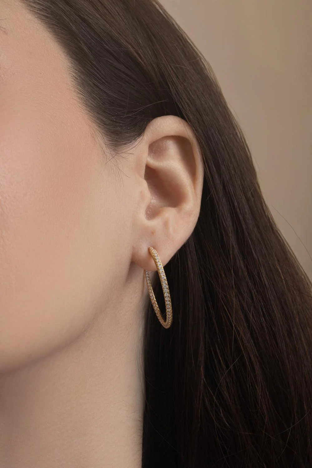 Diamond Twisted Creoles Earrings - 35Mm - Image 4
