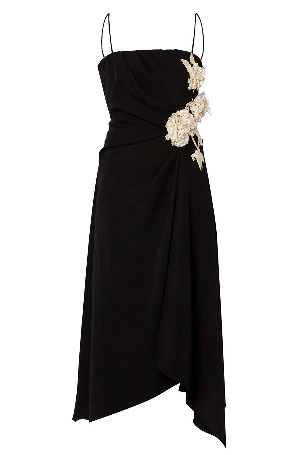 Asymmetric Draped Midi Dress