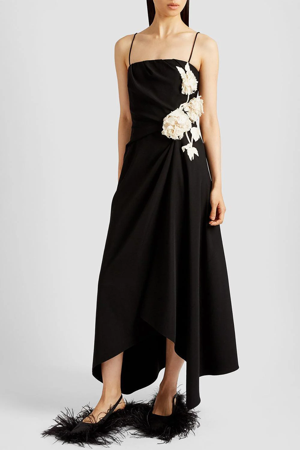 Asymmetric Draped Midi Dress - Image 2