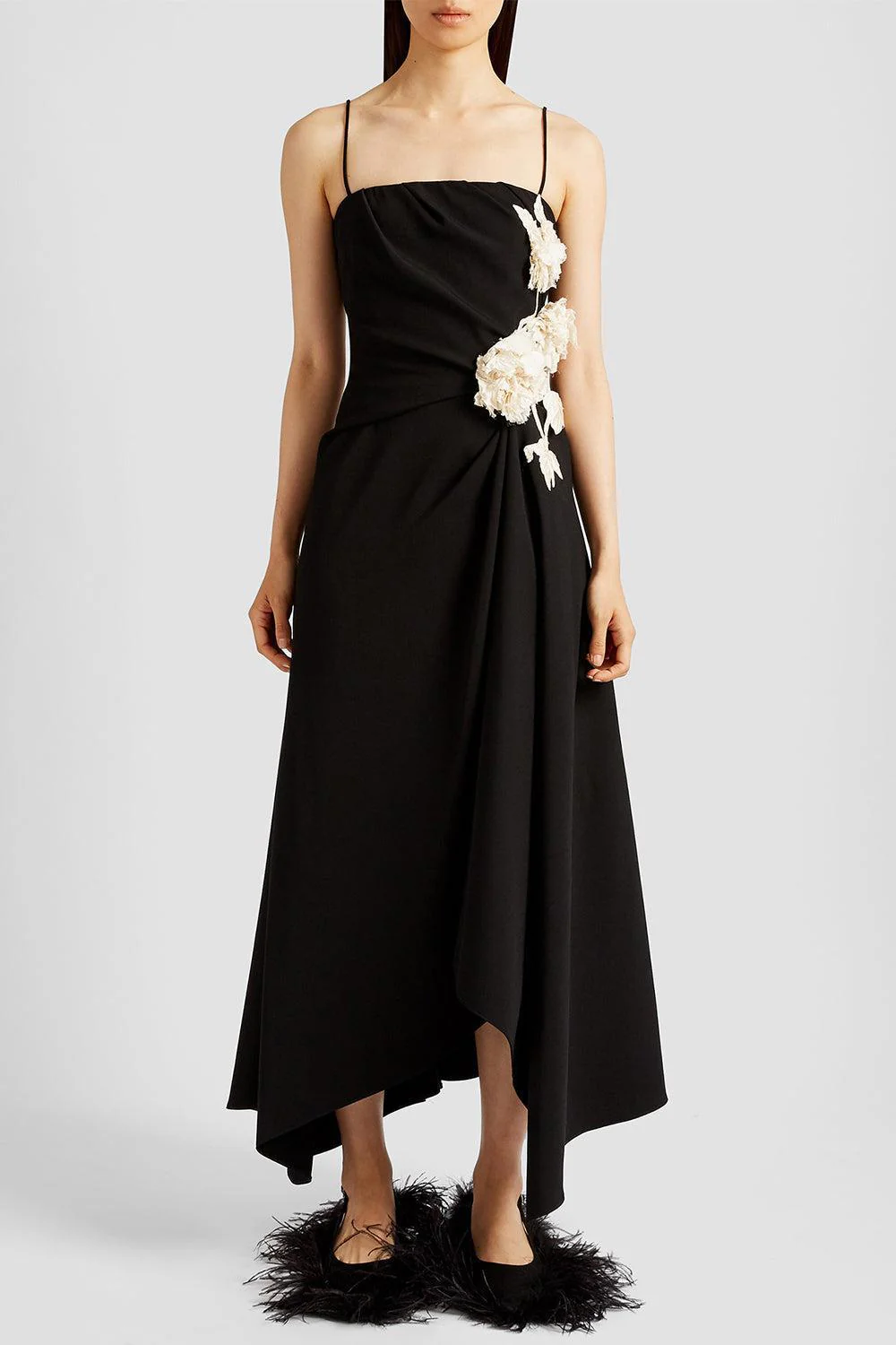 Asymmetric Draped Midi Dress - Image 4