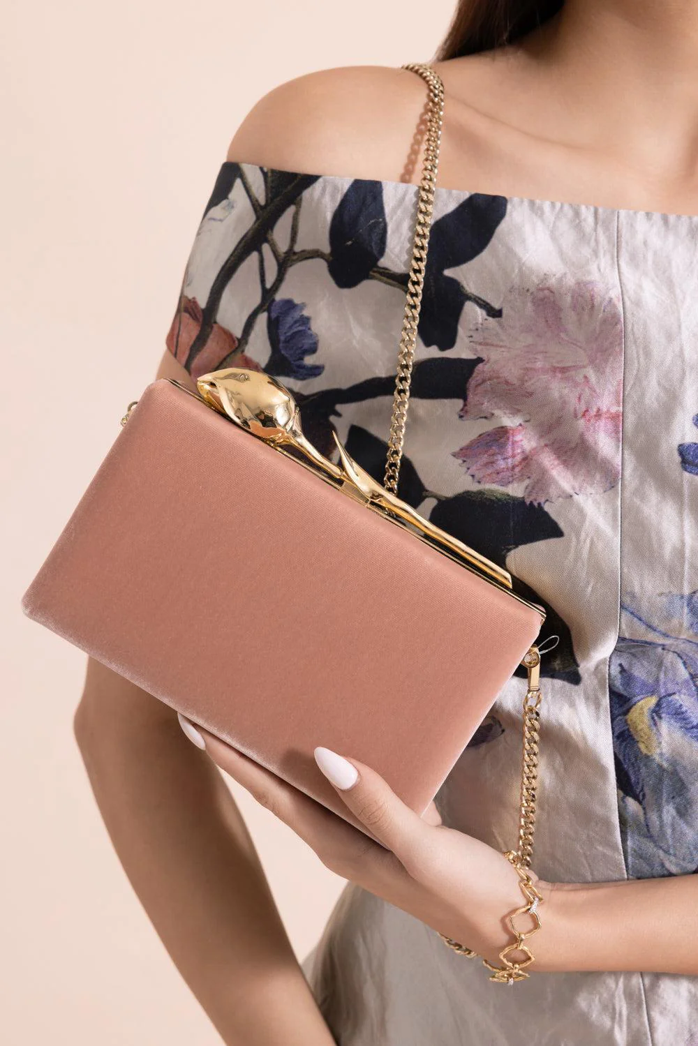 Bloom Clutch - Powder Pink Velvet - Image 2