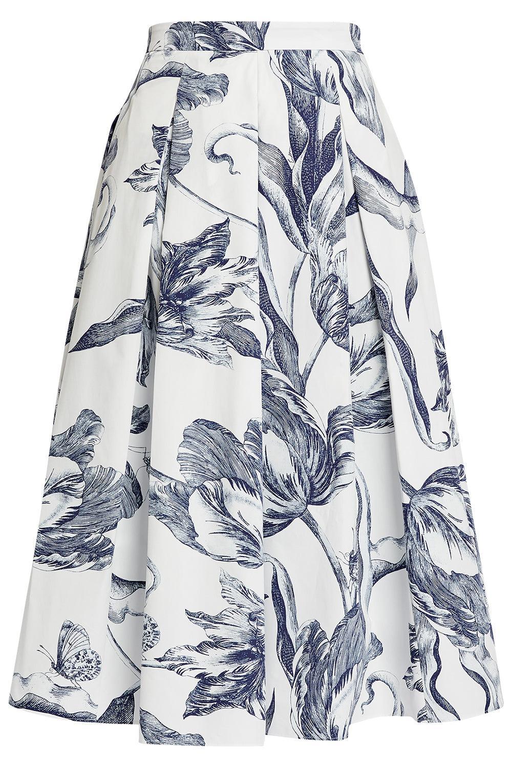 Botanical Pleated Midi Skirt