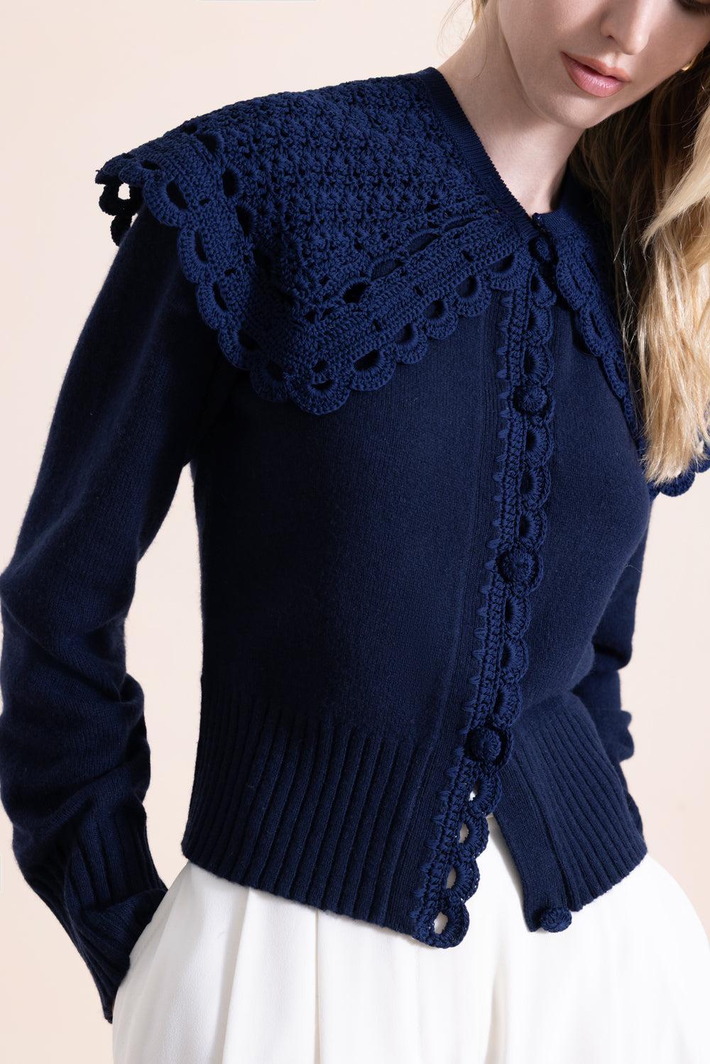 Crew Neck Shoulder Cardigan - Image 3