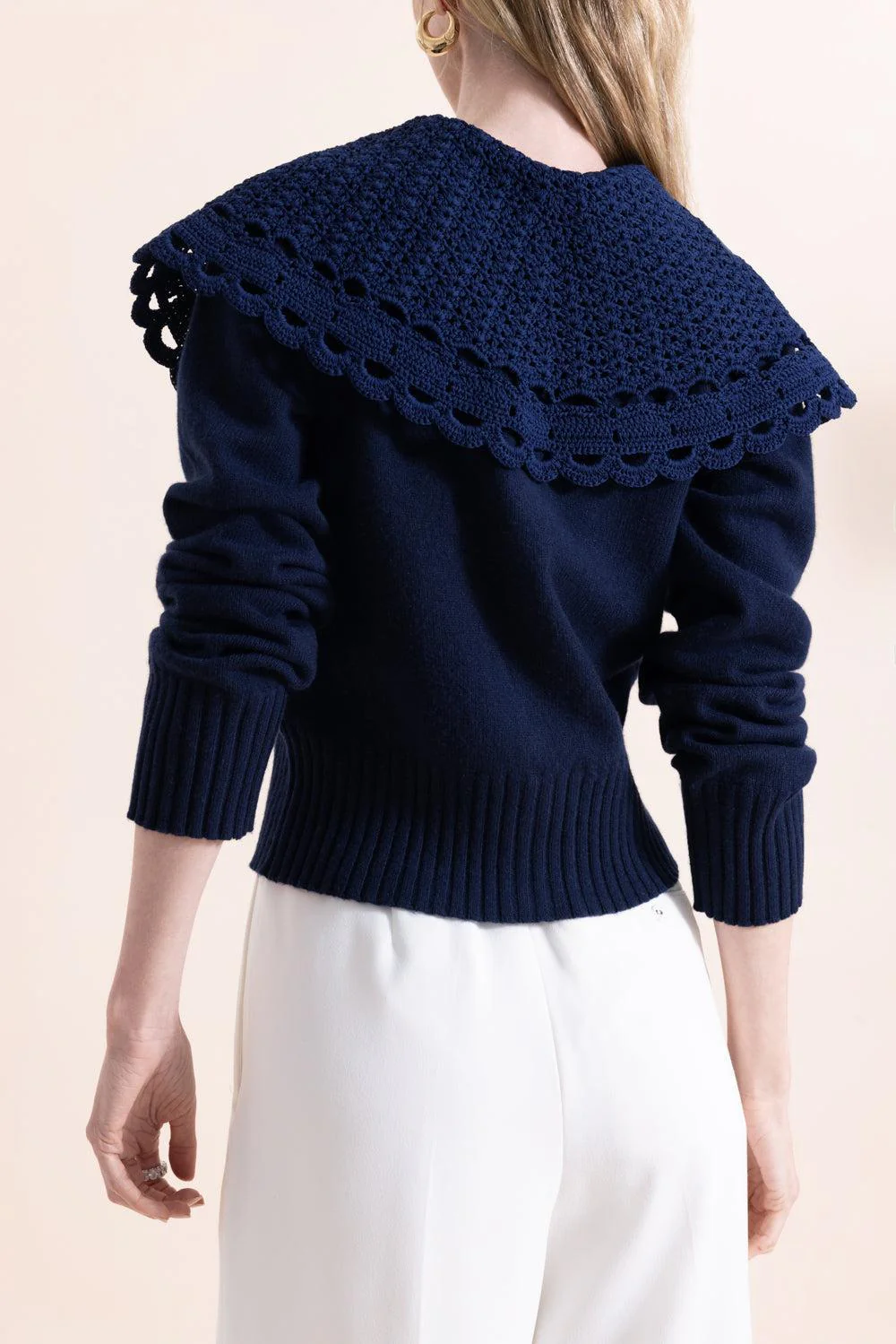 Crew Neck Shoulder Cardigan - Image 4