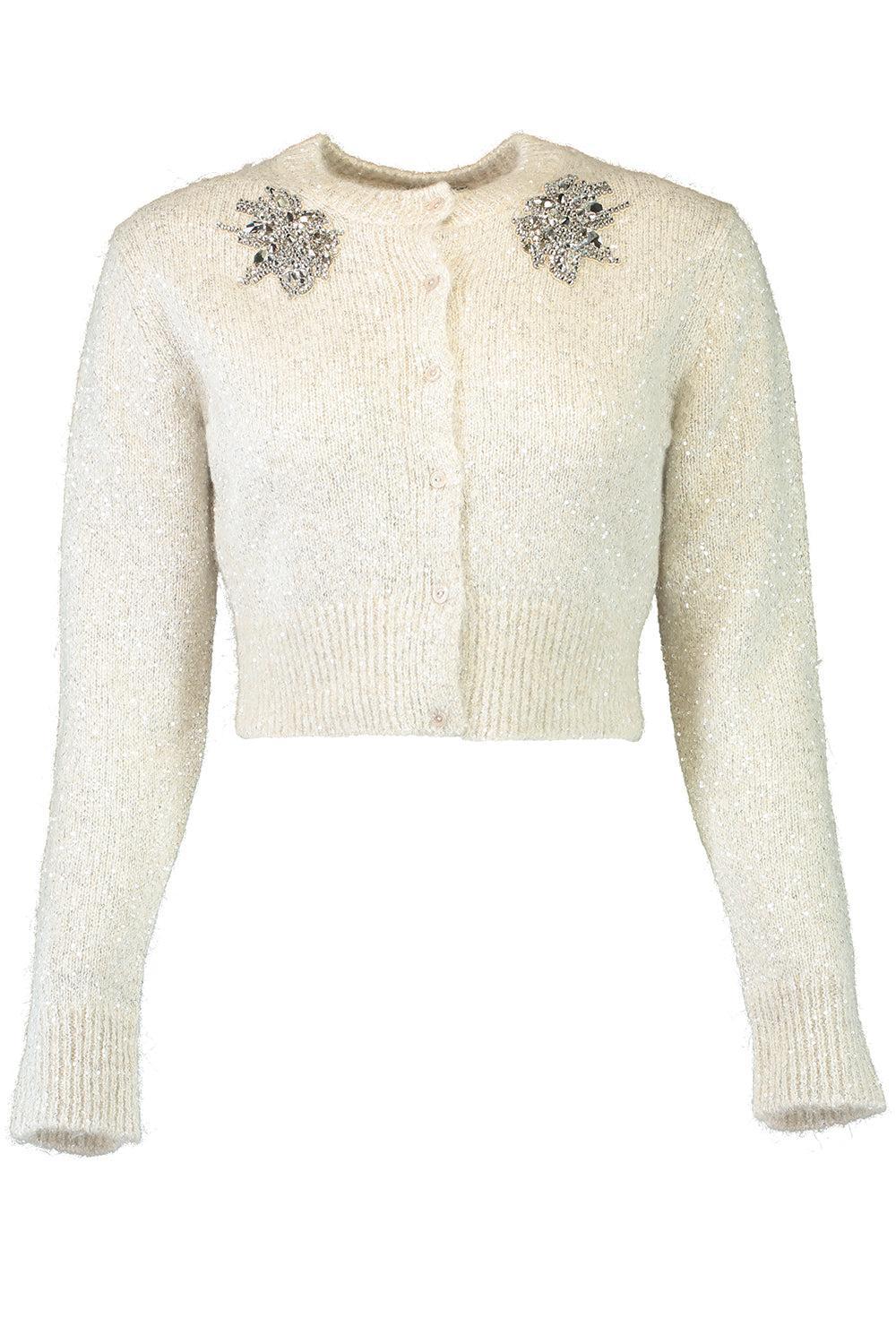 Cropped Jeweled Cardigan