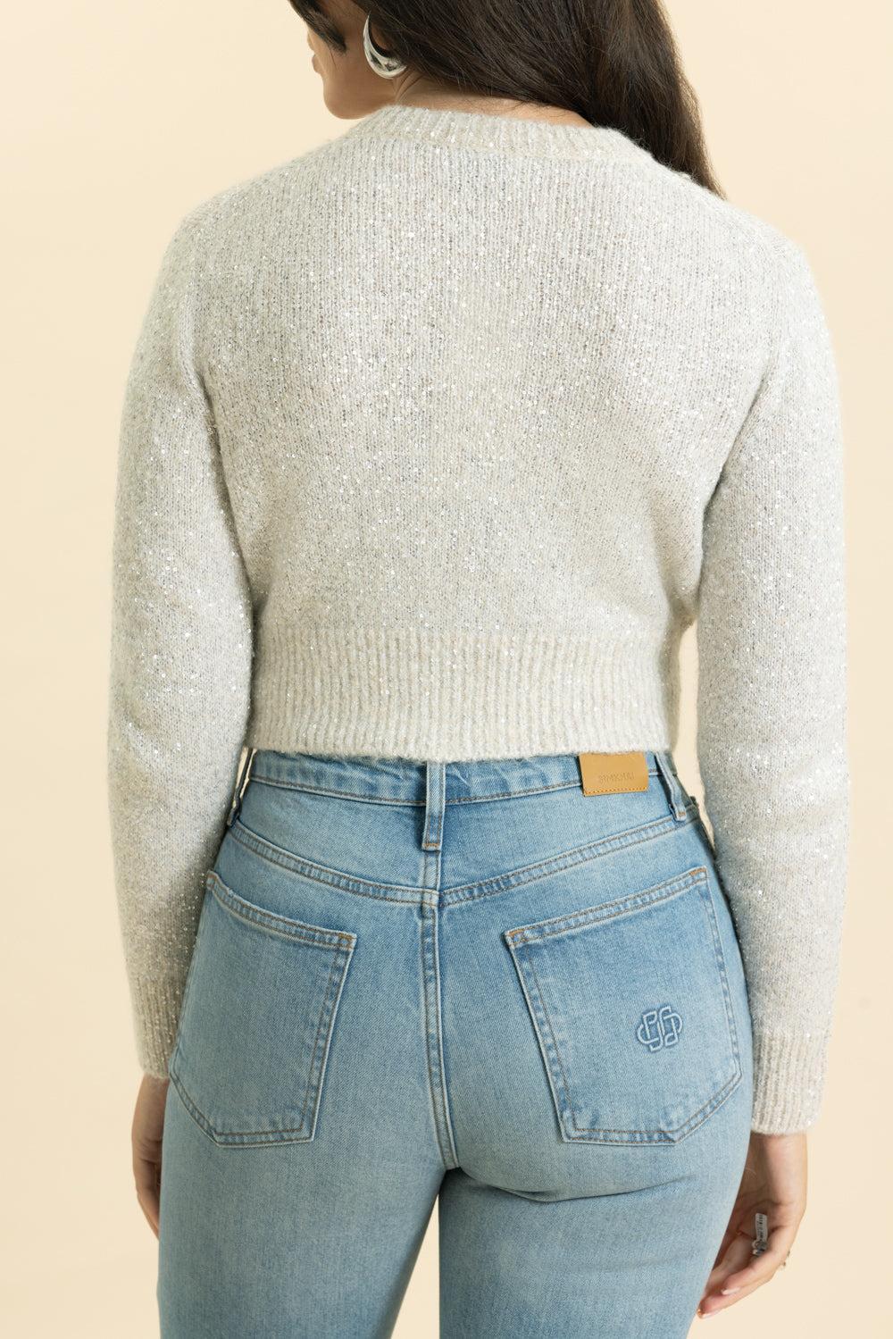 Cropped Jeweled Cardigan - Image 4