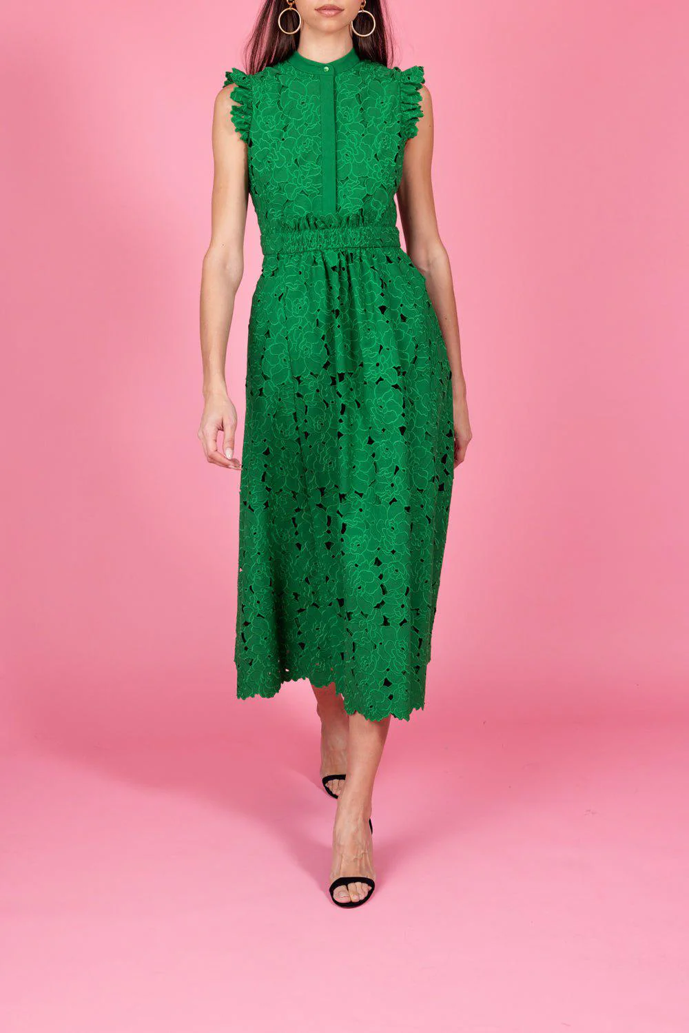 Cutwork Sleeveless Midi Dress - Image 4