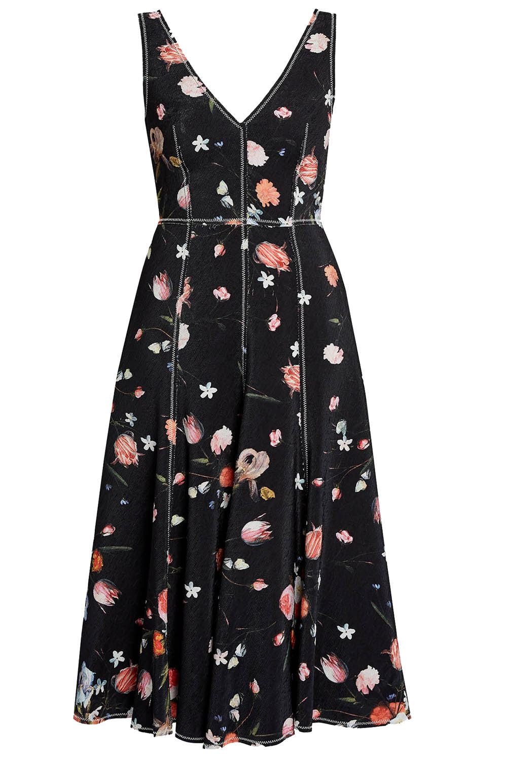 Dutch Floral Textured Sleeveless Cocktail Dress