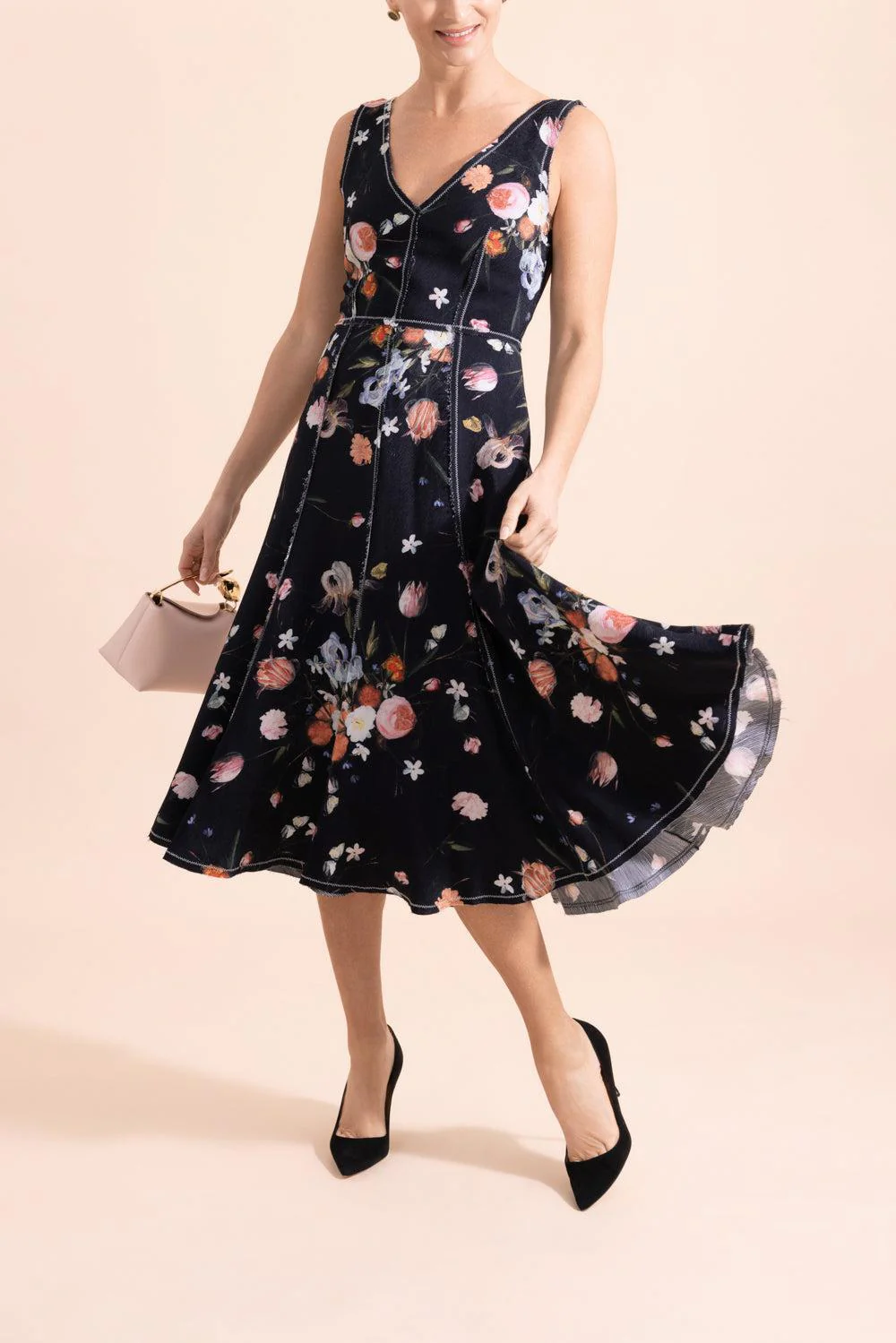 Dutch Floral Textured Sleeveless Cocktail Dress - Image 2