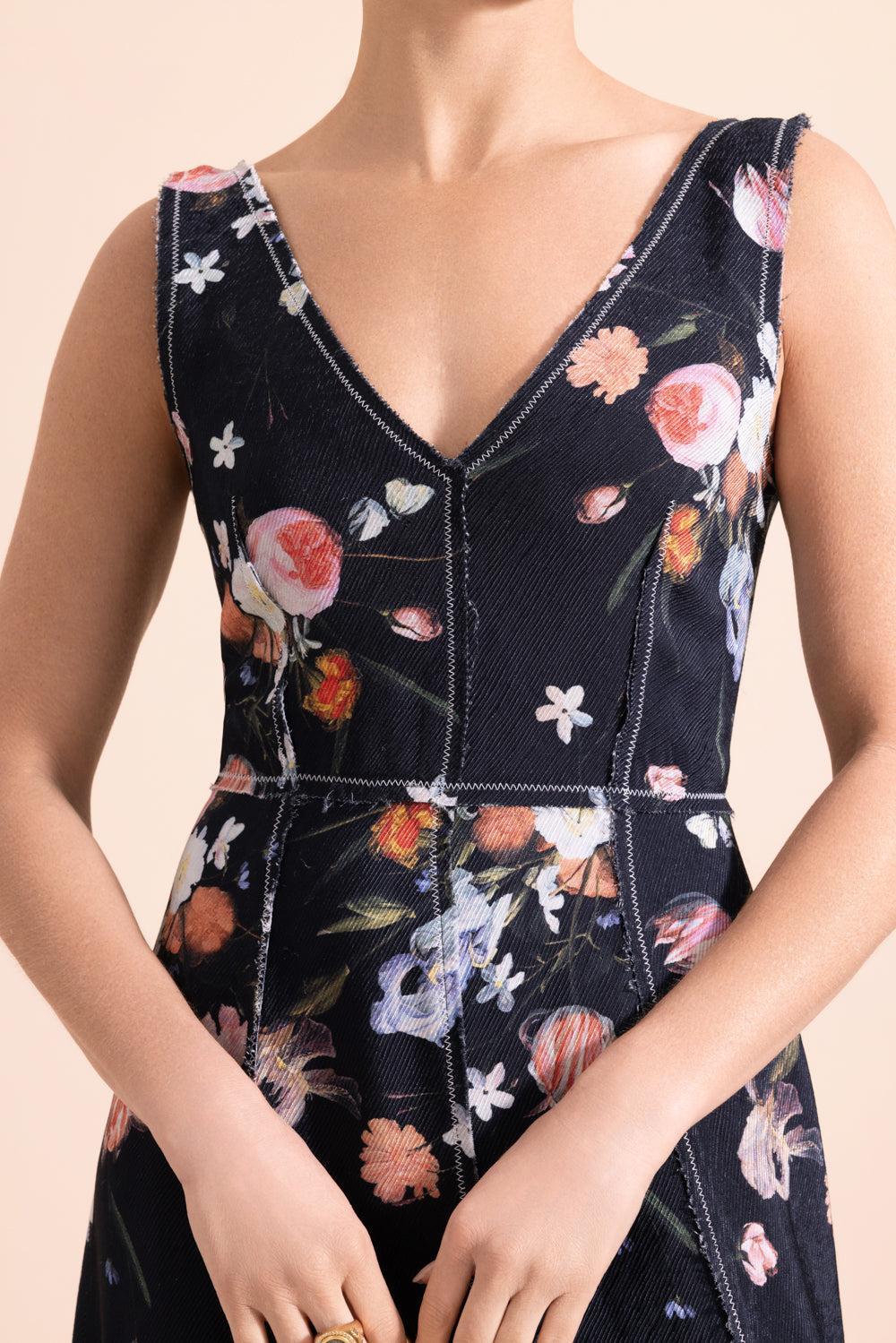 Dutch Floral Textured Sleeveless Cocktail Dress - Image 3
