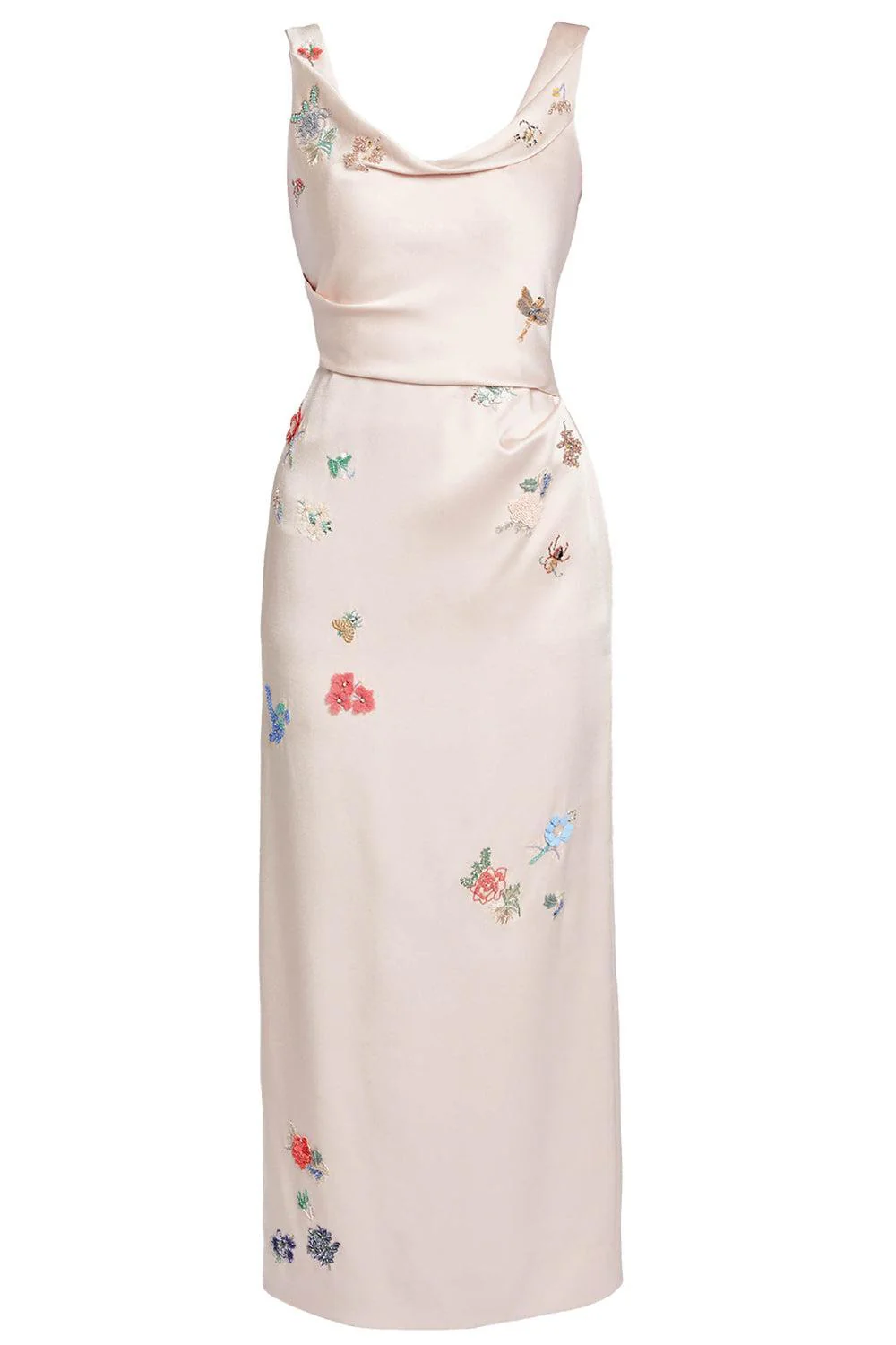 Embellished Sleeveless Cowl Neck Midi Dress