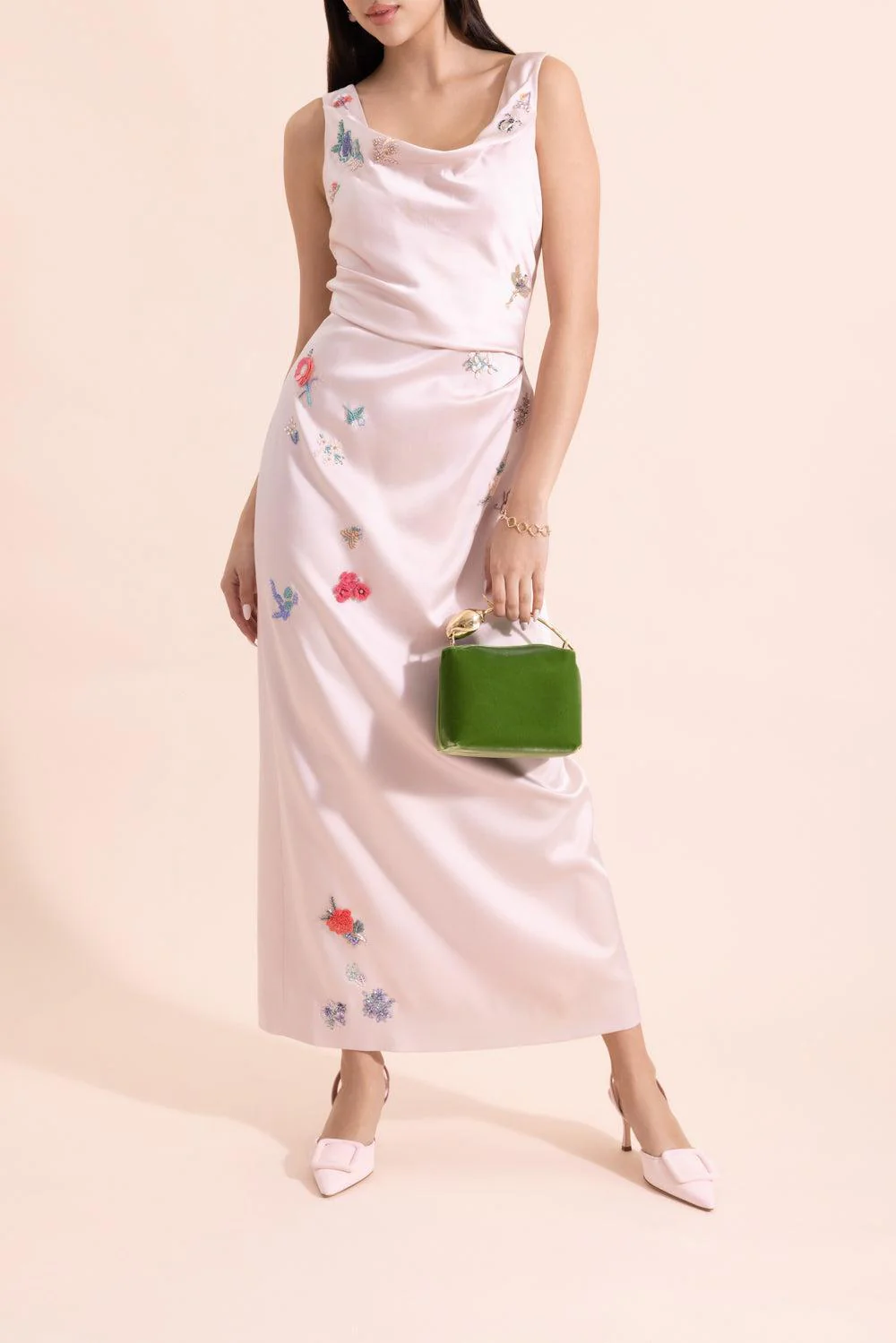 Embellished Sleeveless Cowl Neck Midi Dress - Image 2