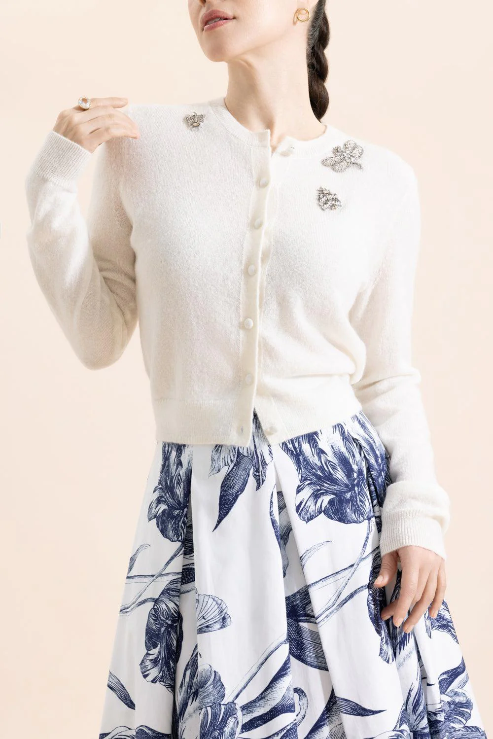 Embellished Crew Neck Cardigan - Image 2