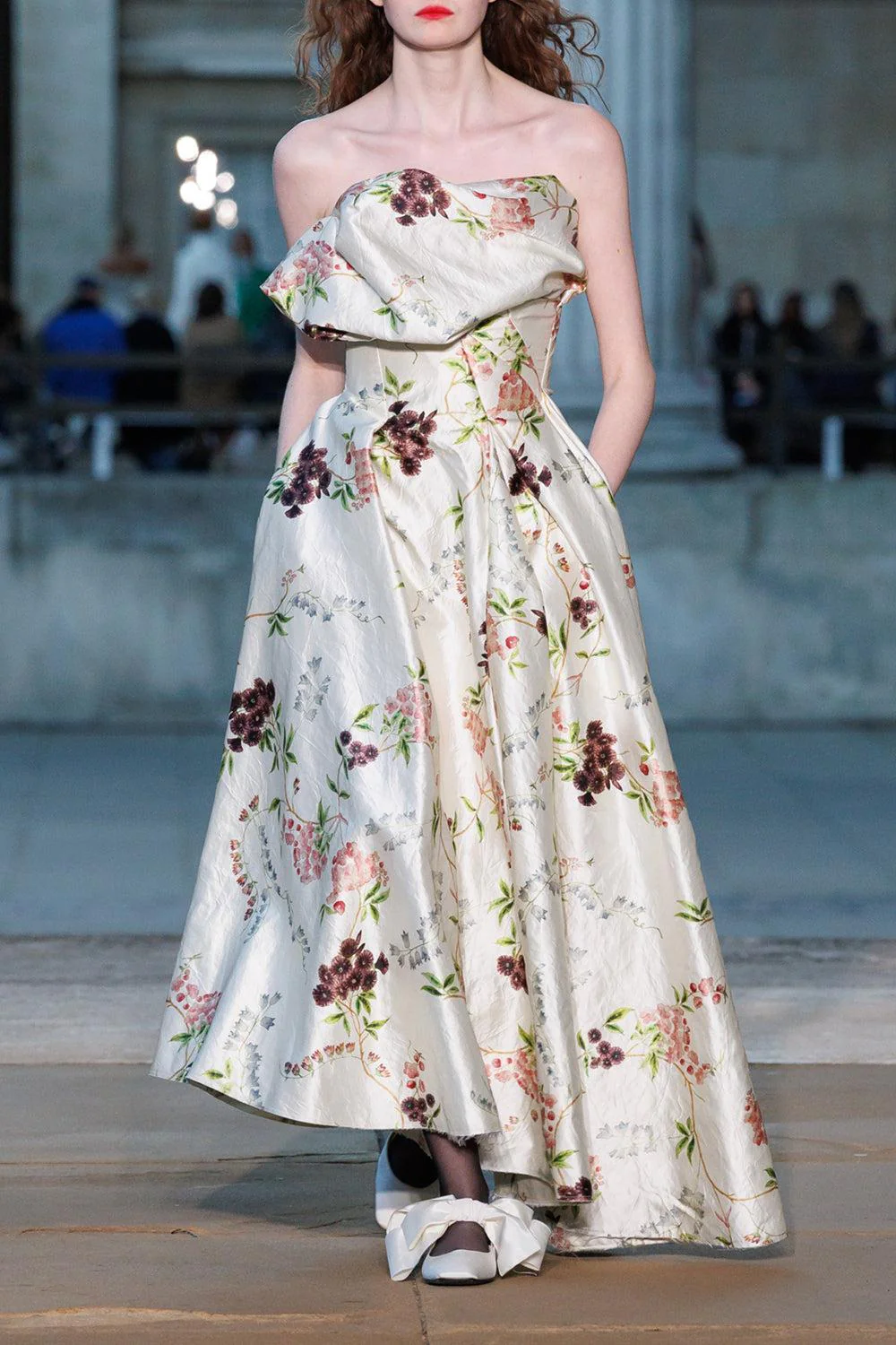 Floral Print Texture Cloud Midi Dress - Image 2