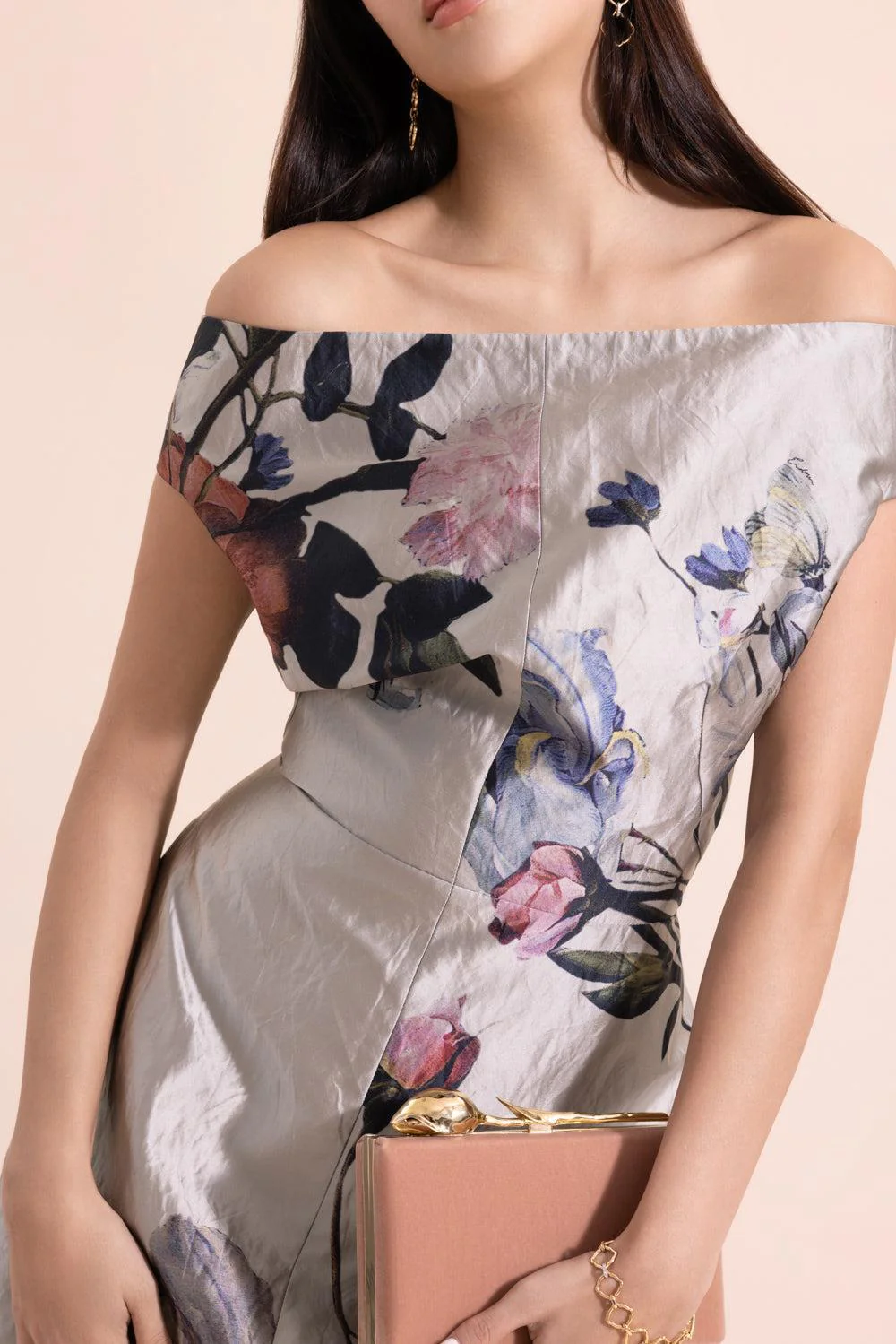 Floral Texture Off The Shoulder Gown - Image 3