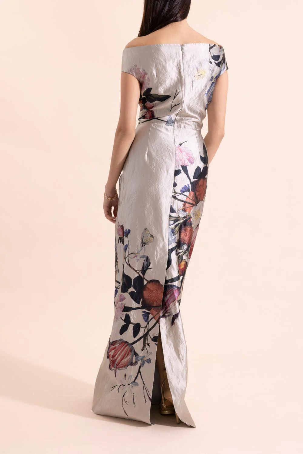 Floral Texture Off The Shoulder Gown - Image 4