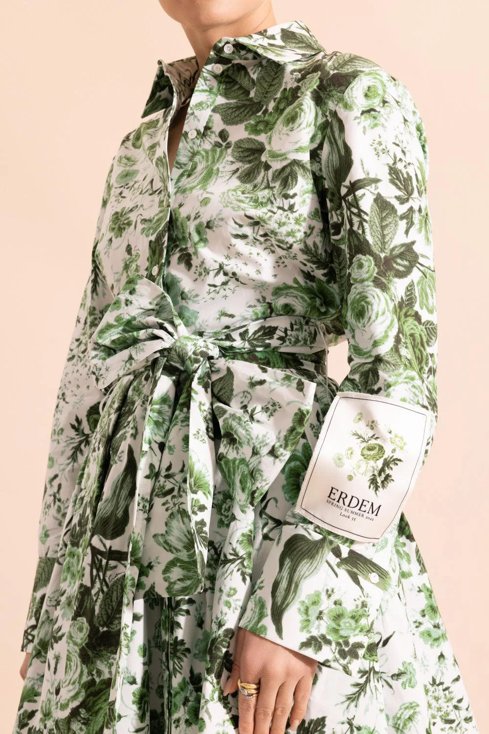 Leaf Print Long Sleeve Shirt Dress - Image 3