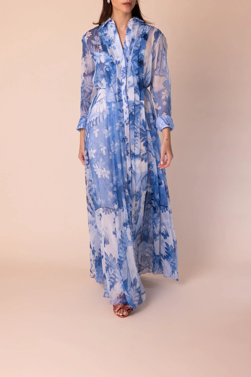 Long Sleeve Pleated Gown - Image 3