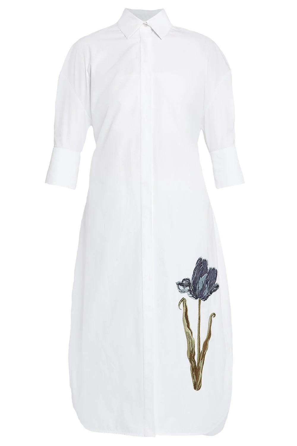 Long Sleeve Shirt Dress - White