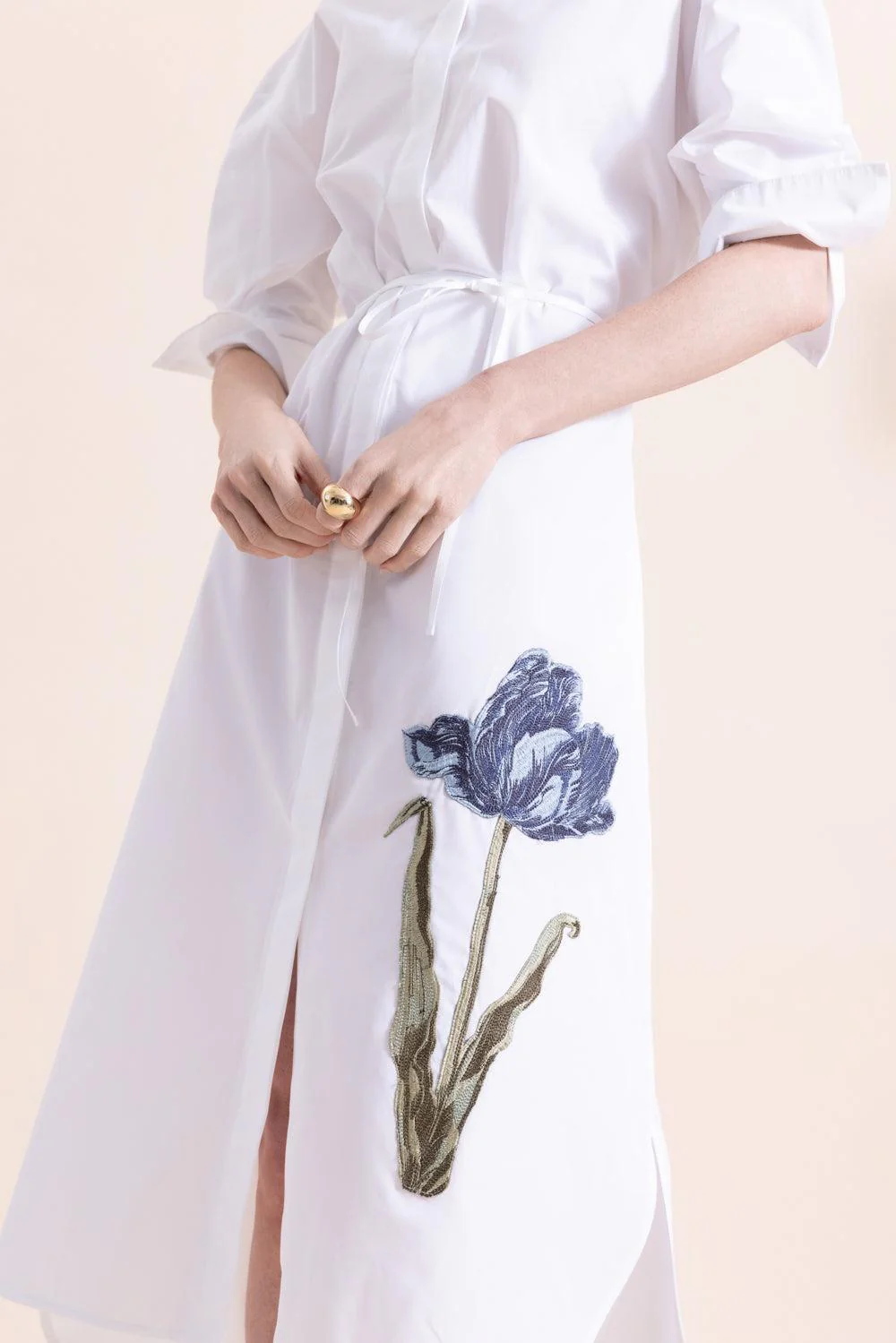 Long Sleeve Shirt Dress - White - Image 3