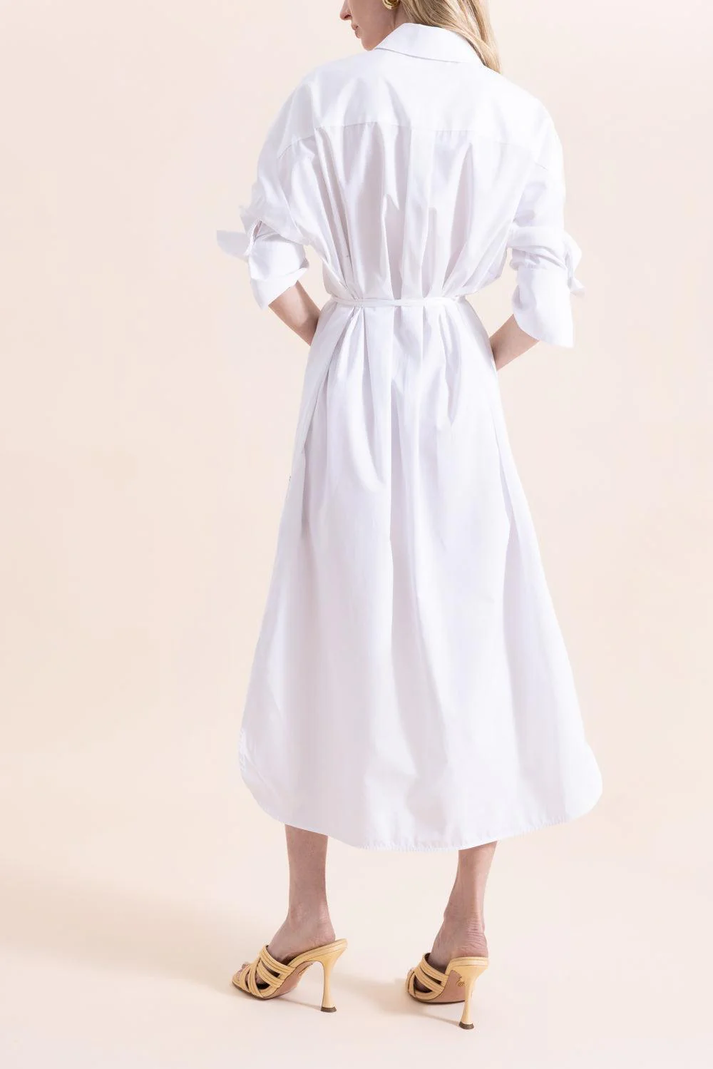 Long Sleeve Shirt Dress - White - Image 4