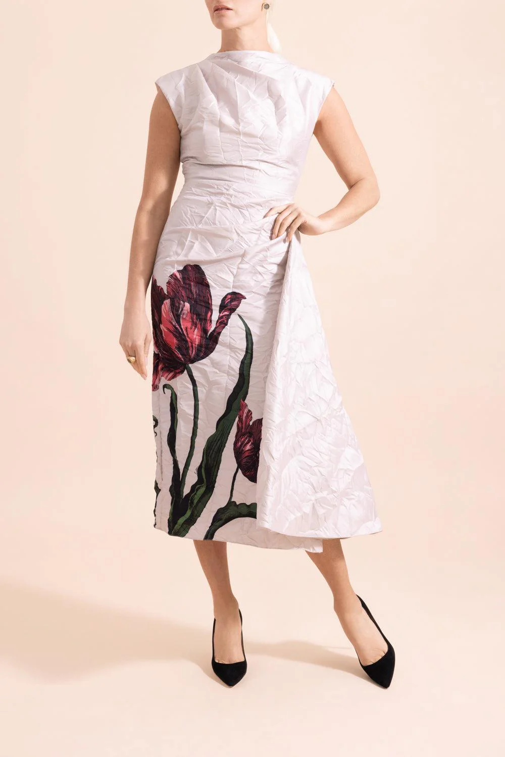 Short Sleeve Draped Dress - Image 2